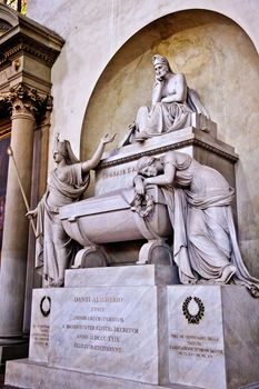 Dante Tomb Statues Basilica Santa Croce Cathedral Florence Italy