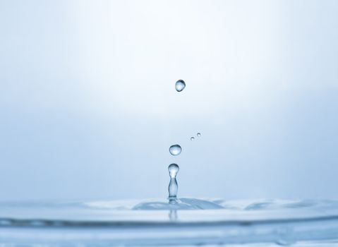 Blue water droplets, macro photography