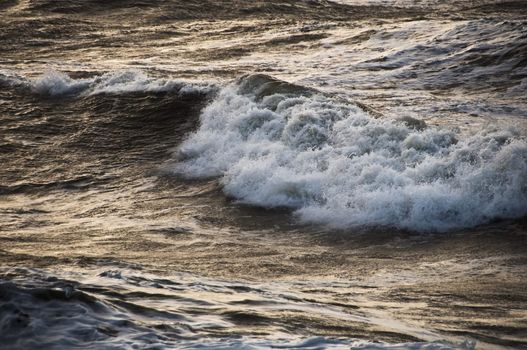 Wave on the ocean by a stormy weather