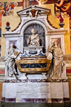 Galileo Galilei Tomb Bust Statues Basilica Santa Croce Cathedral Florence Italy