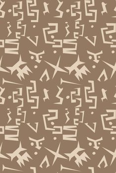 Primitive ancient animal and human seamless shapes pattern