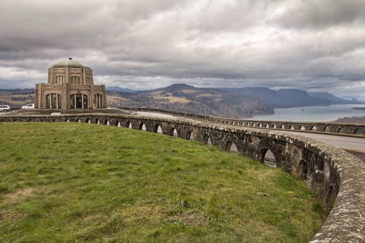 Historic Vista House on Crown Point on Columbia River Gorge in Oregon