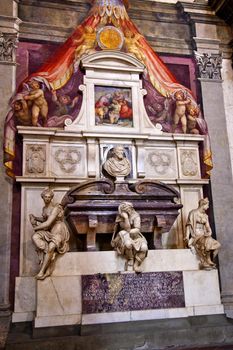 Michelangelo Tomb Bust Statues Painting Basilica Santa Croce Cathedral Florence Italy