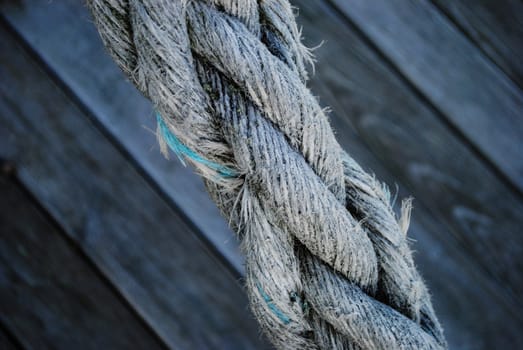 A boat rope at the piers.