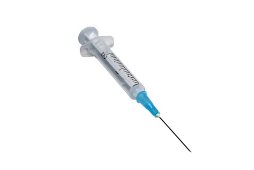 Ready to use syringe isolated on white. Clipping path.