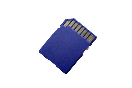 Back side of SD card isolated on white background. Clipping path.