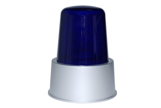 Blue rotating beacon isolated on white background.