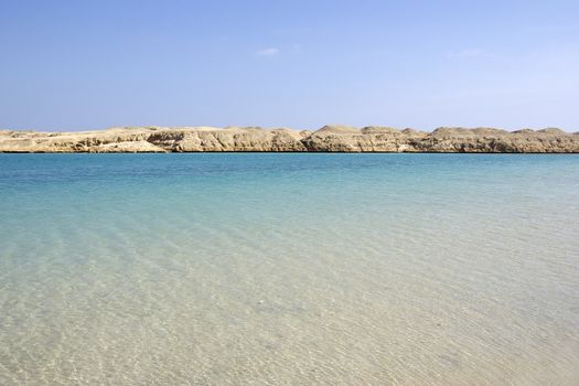 Beautiful seascape with egyptian desert.