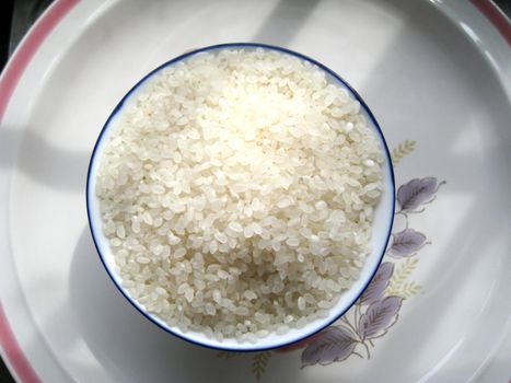 top view for a bowl of rice