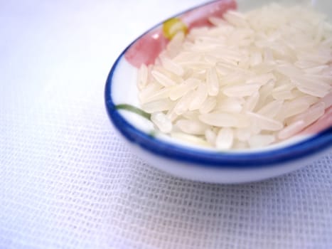 close up for a spoon of rice