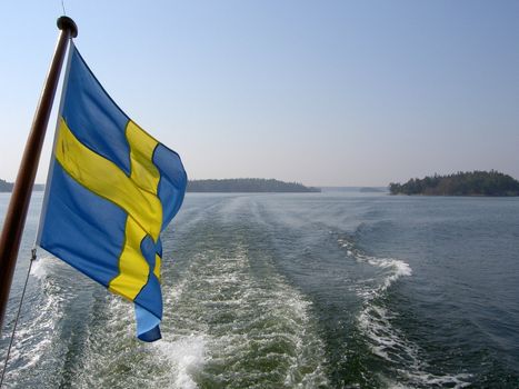 A view from a Waxholms-boat in the archipelago of Stockholm, Sweden