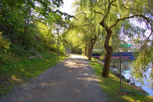 A piece of the pathway around skeppsholmen in Stockholm.