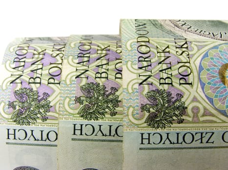Polish banknotes on the white background