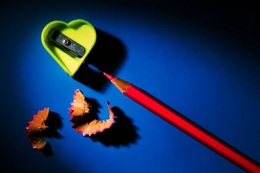 Sharpener for pencils in the form of heart