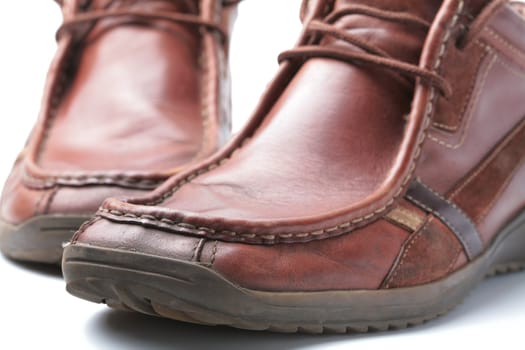 Footwear, Brown Old Male Shoe for Walks in Off-season