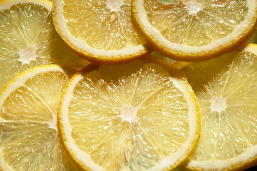 Segments of a ripe and fresh lemon