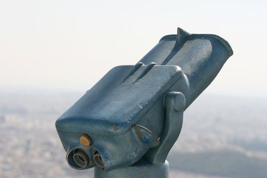 binoculars on lycabetus hill athens greece closeup