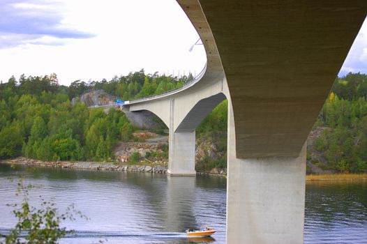 The bridge over farstaviken in the archipelago of stockholm.