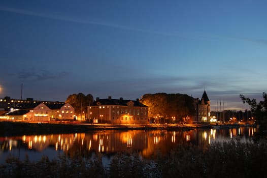 The small port of Gustavsberg in the evening.