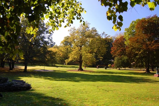 The park Humlegården in Stockholm at early autumn.