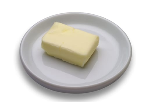 Butter on dish with clipping path