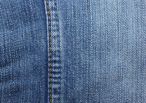 Blue jeans with yellow stitches vertically. Can be used as backgound or backdrop.