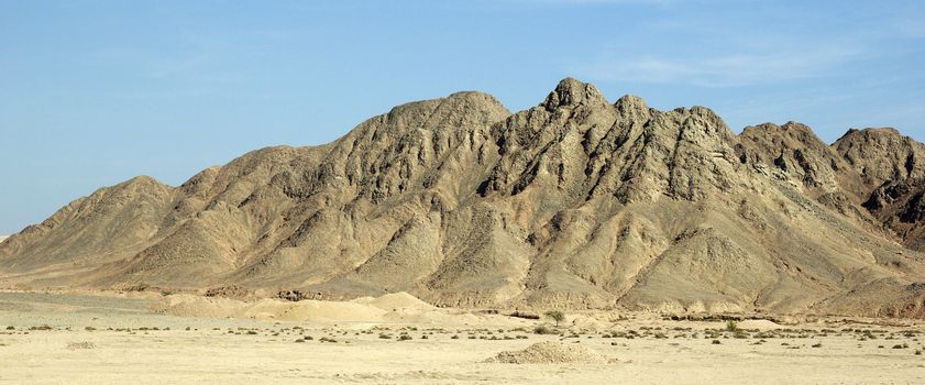 Mountain landscape in egyptian desert. Panaromic.