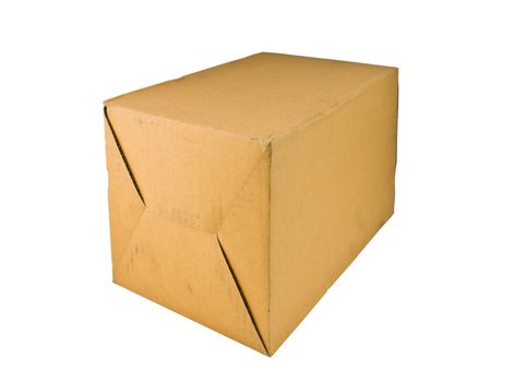 Corrugated brown box isolate on white background