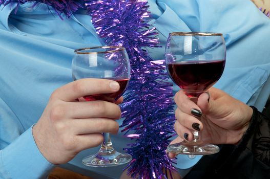 Young couple celebrates Christmas