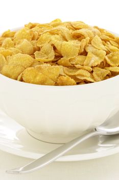 delicious and healthy  corn flakes, served in a beautiful French Cafe au Lait Bowl