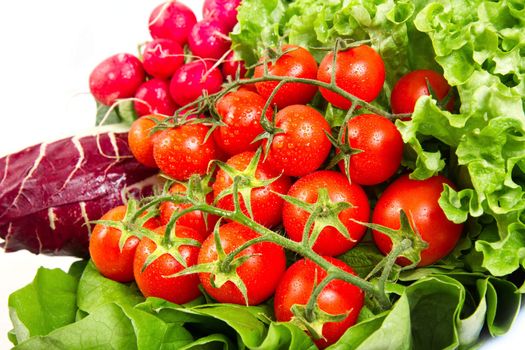 fresh vegetables and greenage isolated on white background