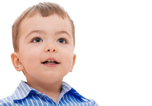 Smiling boy on a white background