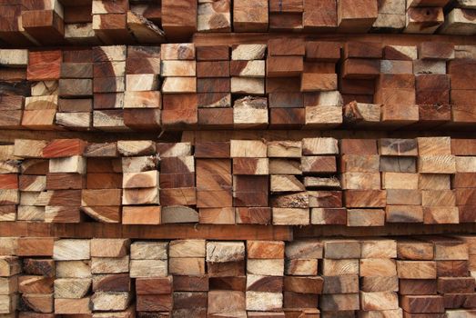 A pile of cut wood for construction ( texture, background, pattren)