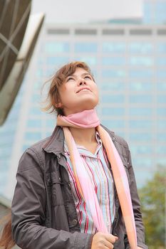 Portrait of the beautiful and young business woman
