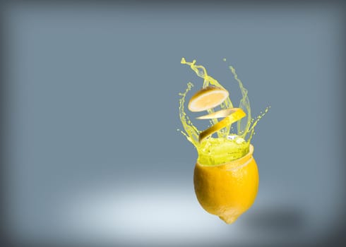 ice and splashes of juice from a lemon, place for text