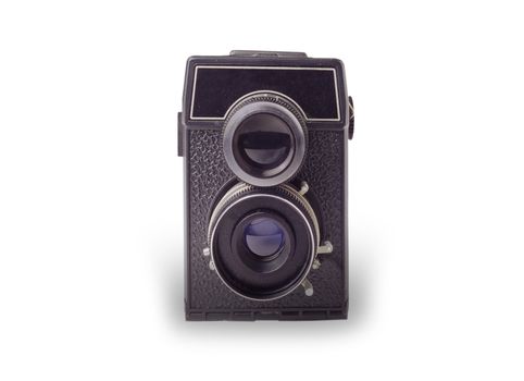 retro photo camera isolated on white black