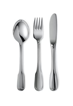 Fork spoon and knife isolated