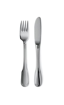 knife and fork on a white background