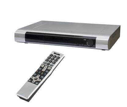 Dvd player with control panel on white background