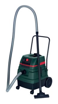 Green vacuum cleaner on the white background