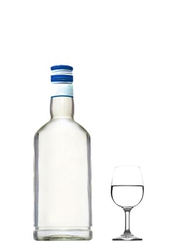 Bottle and glass of vodka