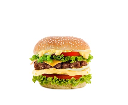 cheeseburger on white