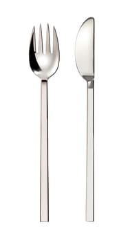 Flatware on white background. Fork and knife.