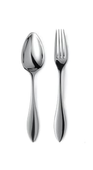 fork and spoon isolated on white breakfast