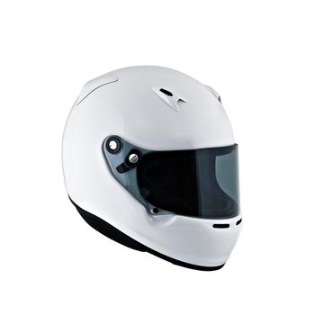 modern white motorcycle helmet isolated on white background