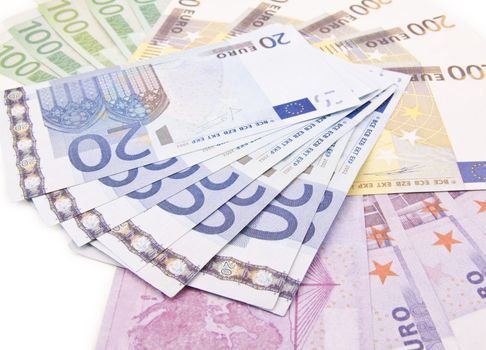 Euro banknotes close up