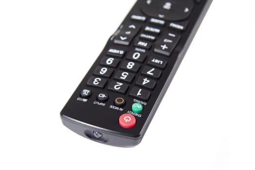Closeup of frontal part of remote control for tv