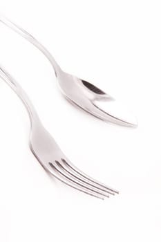 fork, spoon isolated on white