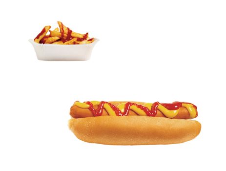 hot dog with fries