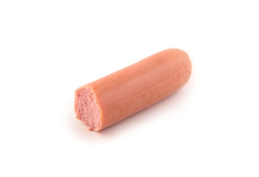 Half eaten sausage isolated
